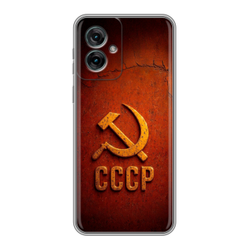 Силиконовый чехол на Motorola Moto G55 с принтом Флаг Герб СССР