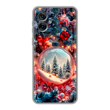 Силиконовый чехол на Motorola Moto G55 с принтом Новый год