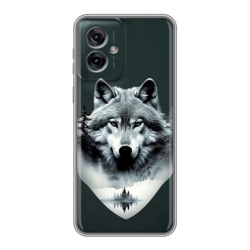 Силиконовый чехол на Motorola Moto G55 с принтом Волк в лесу Силиконовый чехол на Motorola Moto G55 с принтом Волк в лесу