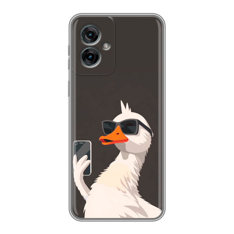 Силиконовый чехол на Motorola Moto G55 с принтом утка в очках Силиконовый чехол на Motorola Moto G55 с принтом утка в очках