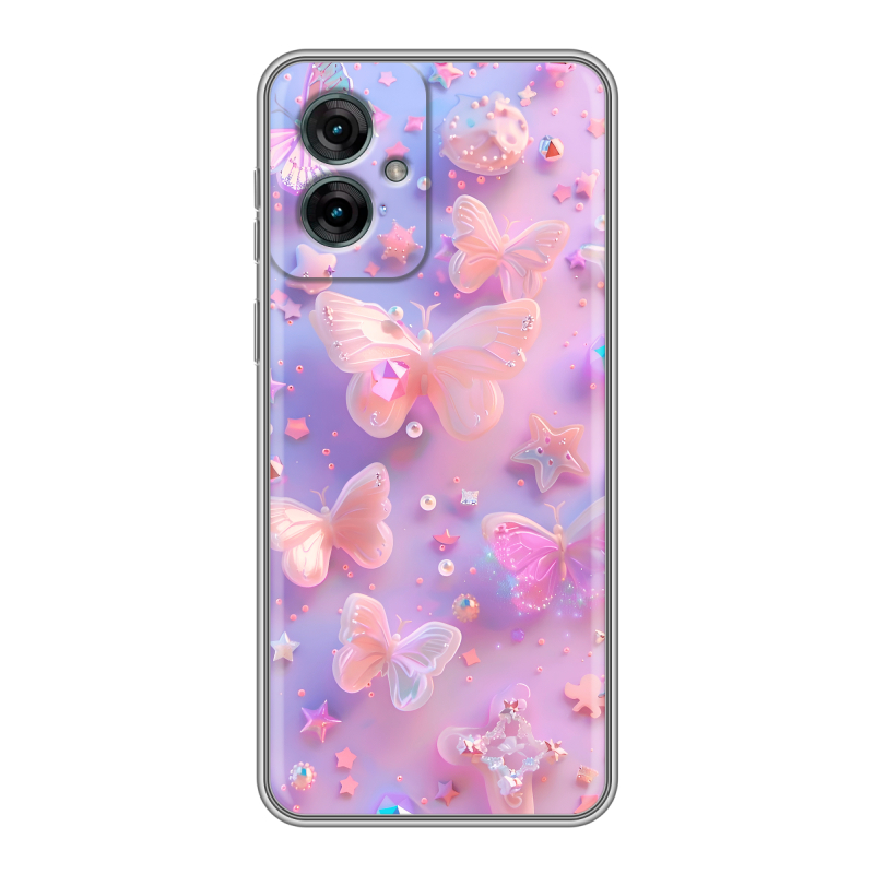 Силиконовый чехол на Motorola Moto G55 с принтом Бабочки Силиконовый чехол на Motorola Moto G55 с принтом Бабочки