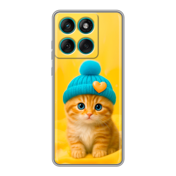 Силиконовый чехол на Motorola Edge 60 Fusion с принтом Котенок в шапке