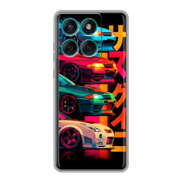 Силиконовый чехол на Motorola Edge 60 Fusion с принтом Гоночные машины