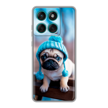 Силиконовый чехол на Motorola Edge 60 Fusion с принтом Мопс в шапке