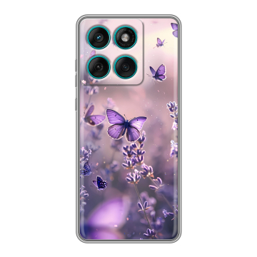 Силиконовый чехол на Motorola Edge 60 Fusion с принтом бабочки и лаванда