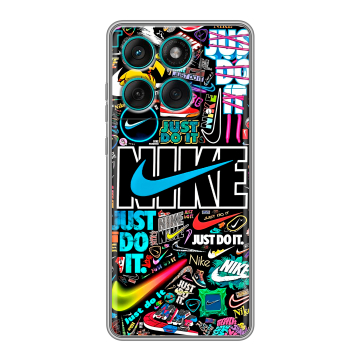 Силиконовый чехол на Motorola Edge 60 Fusion с принтом найк nike черный Силиконовый чехол на Motorola Edge 60 Fusion с принтом найк nike черный