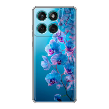 Силиконовый чехол на Motorola Edge 60 Fusion с принтом голубые орхидеи