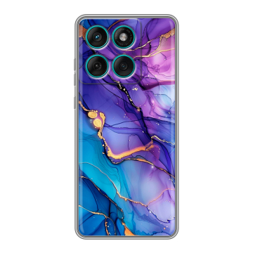 Силиконовый чехол на Motorola Edge 60 Fusion с принтом синий мрамор