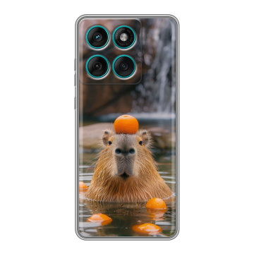 Силиконовый чехол на Motorola Edge 60 Fusion с принтом Капибара с апельсином