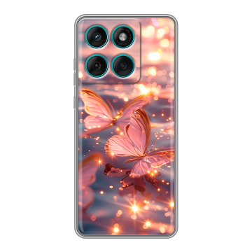 Силиконовый чехол на Motorola Edge 60 Fusion с принтом бабочки розовые