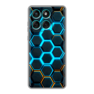 Силиконовый чехол на Motorola Edge 60 Fusion с принтом Неоновые соты