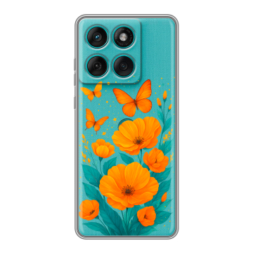 Силиконовый чехол на Motorola Edge 60 Fusion с принтом цветы бабочки