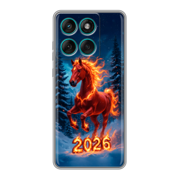 Силиконовый чехол на Motorola Edge 60 Fusion с принтом Новый год коня
