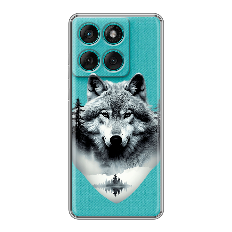 Силиконовый чехол на Motorola Edge 60 Fusion с принтом Волк в лесу Силиконовый чехол на Motorola Edge 60 Fusion с принтом Волк в лесу