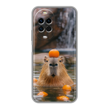 Силиконовый чехол на Huawei Nova 14 с принтом Капибара с апельсином Силиконовый чехол на Huawei Nova 14 с принтом Капибара с апельсином