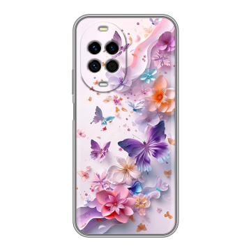 Силиконовый чехол на Huawei Nova 14 с принтом цветы бабочки