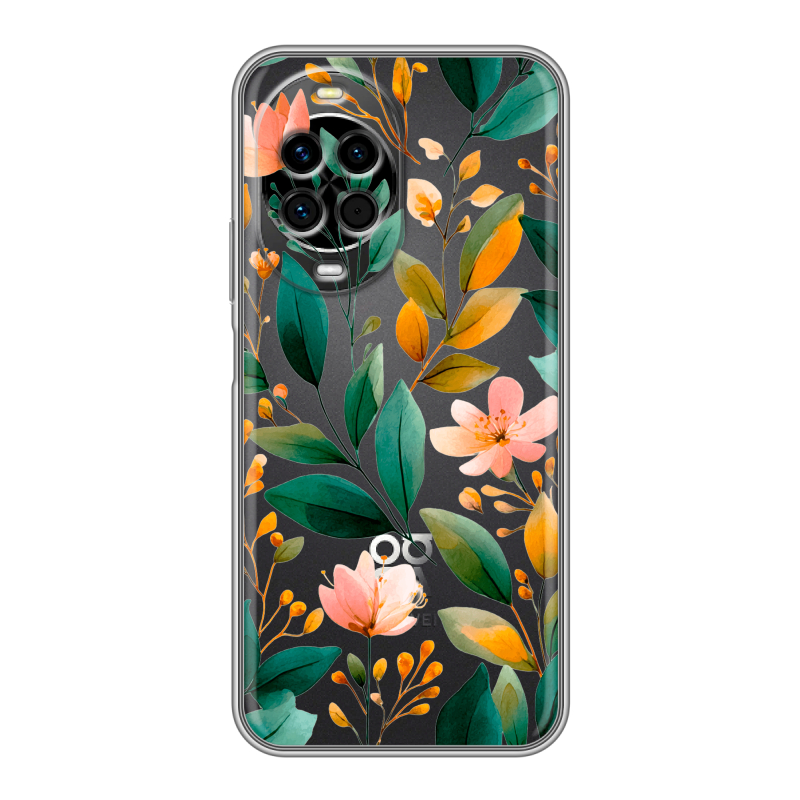 Силиконовый чехол на Huawei Nova 14 с принтом Цветы паттерн Силиконовый чехол на Huawei Nova 14 с принтом Цветы паттерн