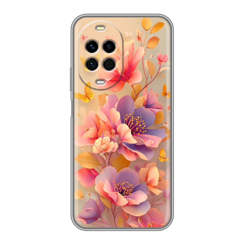 Силиконовый чехол на Huawei Nova 14 с принтом Цветы и бабочки Силиконовый чехол на Huawei Nova 14 с принтом Цветы и бабочки
