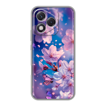 Силиконовый чехол на Honor 400 Lite с принтом цветы бабочки Силиконовый чехол на Honor 400 Lite с принтом цветы бабочки
