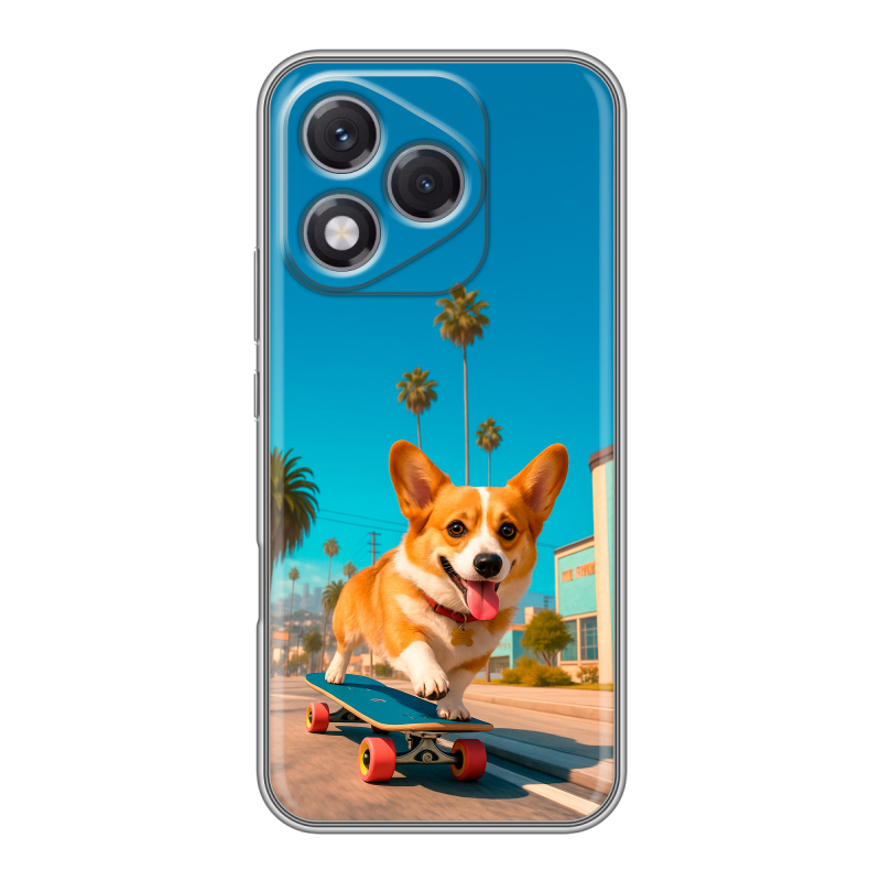 Силиконовый чехол на Honor 400 Lite с принтом Корги на скейте Силиконовый чехол на Honor 400 Lite с принтом Корги на скейте