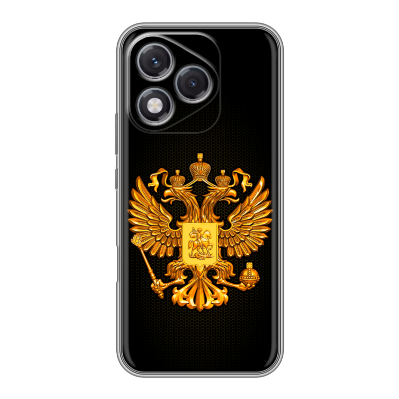 Силиконовый чехол на Honor 400 Lite с принтом Герб России желтый Силиконовый чехол на Honor 400 Lite с принтом Герб России желтый