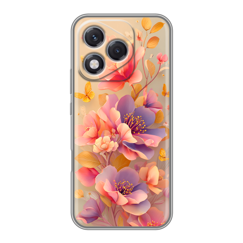 Силиконовый чехол на Honor 400 Lite с принтом Цветы и бабочки Силиконовый чехол на Honor 400 Lite с принтом Цветы и бабочки