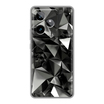 Силиконовый чехол на Realme GT 7T с принтом Черные кристаллы Силиконовый чехол на Realme GT 7T с принтом Черные кристаллы