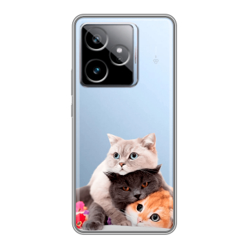 Силиконовый чехол на Realme GT 7T с принтом Кошки Силиконовый чехол на Realme GT 7T с принтом Кошки