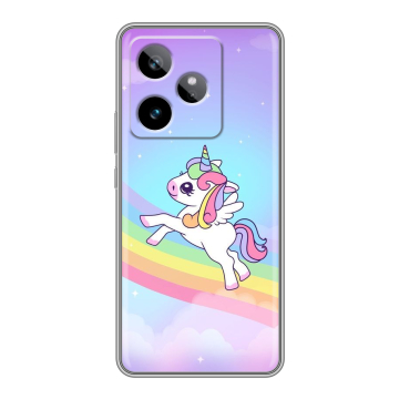 Силиконовый чехол на Realme GT 7T с принтом Единорог