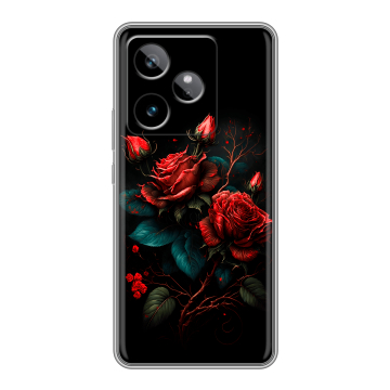 Силиконовый чехол на Realme GT 7T с принтом Розы красные