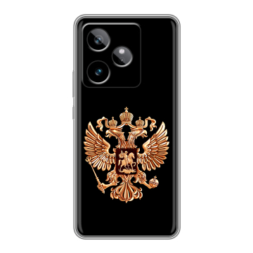 Силиконовый чехол на Realme GT 7T с принтом Герб России золотой