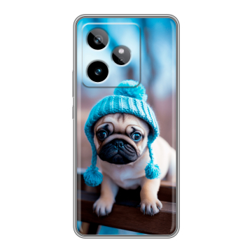 Силиконовый чехол на Realme GT 7T с принтом Мопс в шапке