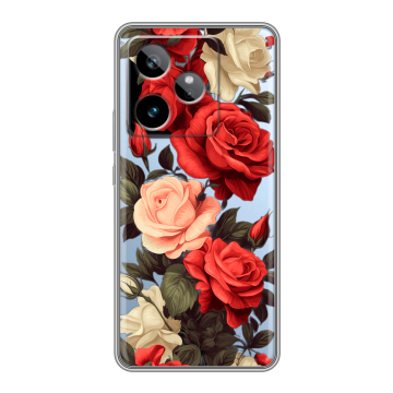 Силиконовый чехол на Realme GT 7T с принтом Розы Силиконовый чехол на Realme GT 7T с принтом Розы