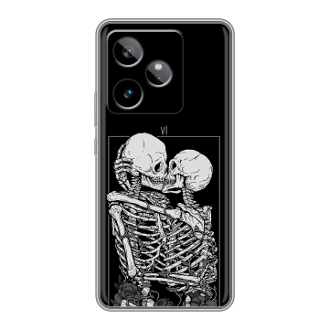 Силиконовый чехол на Realme GT 7T с принтом Поцелуй скелетов Силиконовый чехол на Realme GT 7T с принтом Поцелуй скелетов