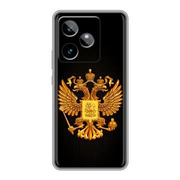 Силиконовый чехол на Realme GT 7T с принтом Герб России желтый Силиконовый чехол на Realme GT 7T с принтом Герб России желтый