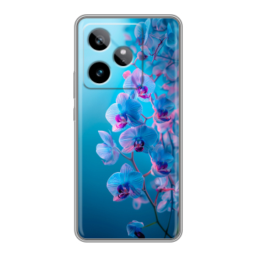 Силиконовый чехол на Realme GT 7T с принтом голубые орхидеи Силиконовый чехол на Realme GT 7T с принтом голубые орхидеи