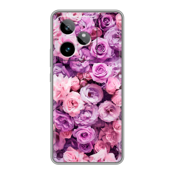 Силиконовый чехол на Realme GT 7T с принтом лавандовые розы Силиконовый чехол на Realme GT 7T с принтом лавандовые розы