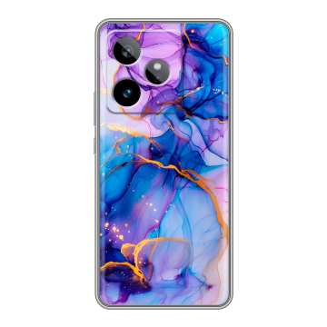 Силиконовый чехол на Realme GT 7T с принтом синий мрамор Силиконовый чехол на Realme GT 7T с принтом синий мрамор