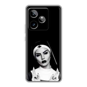 Силиконовый чехол на Realme GT 7T с принтом монашка Силиконовый чехол на Realme GT 7T с принтом монашка