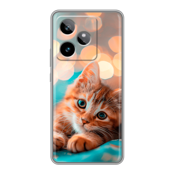 Силиконовый чехол на Realme GT 7T с принтом котик Силиконовый чехол на Realme GT 7T с принтом котик