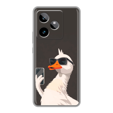 Силиконовый чехол на Realme GT 7T с принтом утка в очках Силиконовый чехол на Realme GT 7T с принтом утка в очках