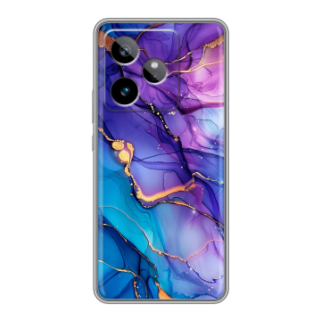 Силиконовый чехол на Realme GT 7T с принтом синий мрамор Силиконовый чехол на Realme GT 7T с принтом синий мрамор