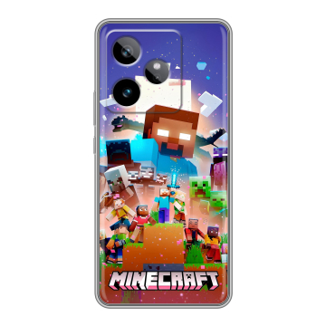 Силиконовый чехол на Realme GT 7T с принтом Майнкрафт Minecraft Силиконовый чехол на Realme GT 7T с принтом Майнкрафт Minecraft