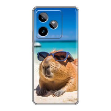 Силиконовый чехол на Realme GT 7T с принтом Капибара Силиконовый чехол на Realme GT 7T с принтом Капибара