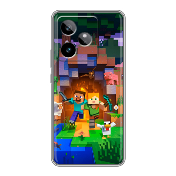 Силиконовый чехол на Realme GT 7T с принтом Майнкрафт Minecraft Силиконовый чехол на Realme GT 7T с принтом Майнкрафт Minecraft