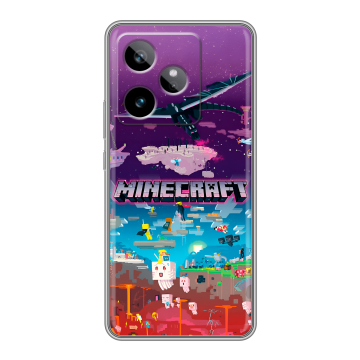 Силиконовый чехол на Realme GT 7T с принтом Майнкрафт Minecraft Силиконовый чехол на Realme GT 7T с принтом Майнкрафт Minecraft