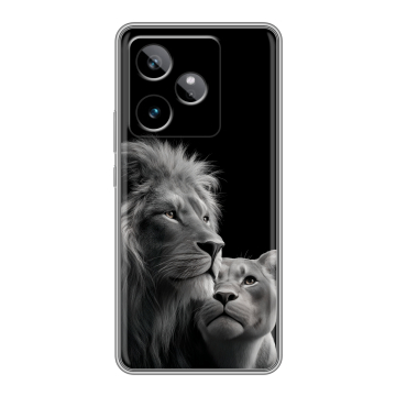 Силиконовый чехол на Realme GT 7T с принтом Лев кошки Силиконовый чехол на Realme GT 7T с принтом Лев кошки