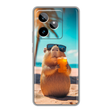 Силиконовый чехол на Realme GT 7T с принтом Капибара Силиконовый чехол на Realme GT 7T с принтом Капибара