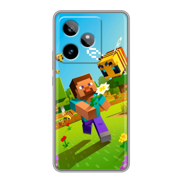 Силиконовый чехол на Realme GT 7T с принтом Майнкрафт Minecraft Силиконовый чехол на Realme GT 7T с принтом Майнкрафт Minecraft