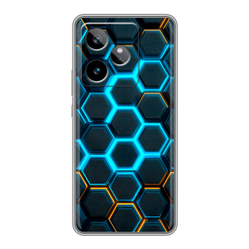 Силиконовый чехол на Realme GT 7T с принтом Неоновые соты Силиконовый чехол на Realme GT 7T с принтом Неоновые соты